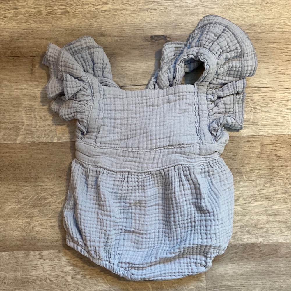 6-9m dusty blue cotton romper